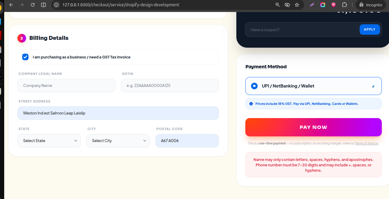 Shopify design and development